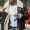 50 Cent Brown Suede Leather Shearling Jacket