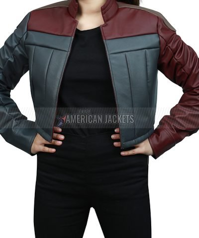 Harley Quinn Red and Grey Cropped Jacket