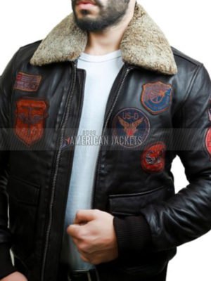 New Top Gun Bomber Brown Flight Leather Jacket - Just American Jacket