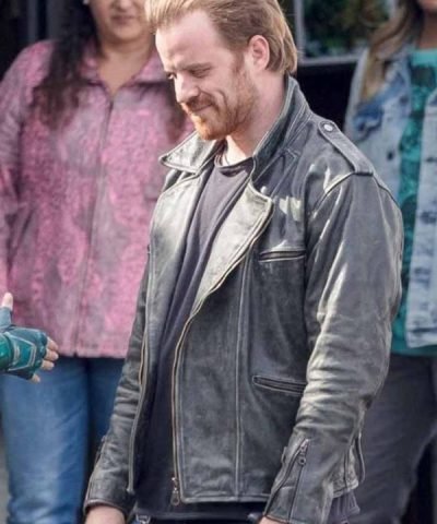 Robert Kazinsky Captain Marvel Distressed Leather Jacket