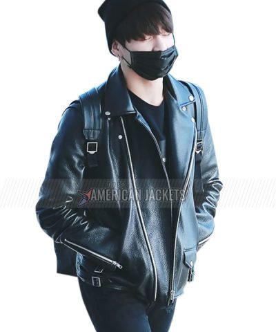 Jungkook Black Leather Jacket