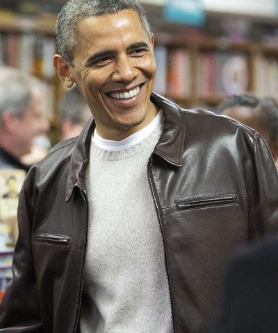 President Obama Brown Leather Jacket