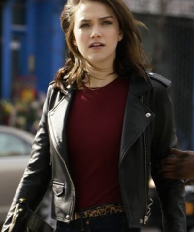 Violett Beane God Friended Me Black Leather Jacket