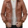 3 Days to Kill Ethan Renner Brown Leather Jacket