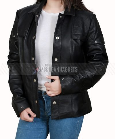 Alita Battle Angel Rosa Salazar Black Leather Jacket