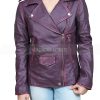 Anne Hathaway Oceans Eight Purple Leather Jacket