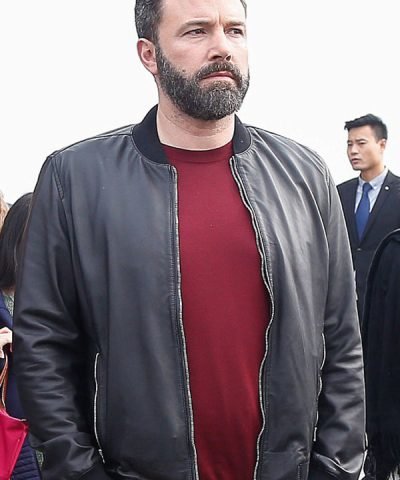 Ben Affleck Black Bomber Leather Jacket