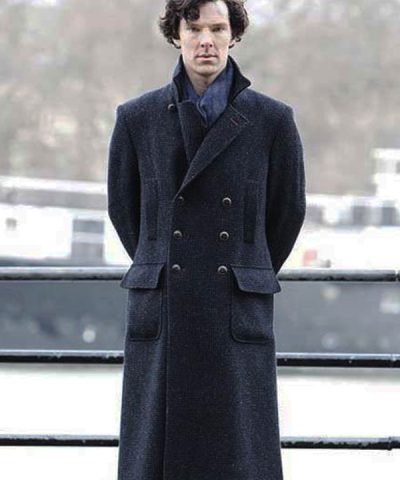 Sherlock Holmes Wool Black Trench Coat