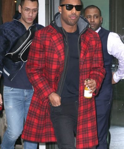 Michael B. Jordan Plaid Trench Coat