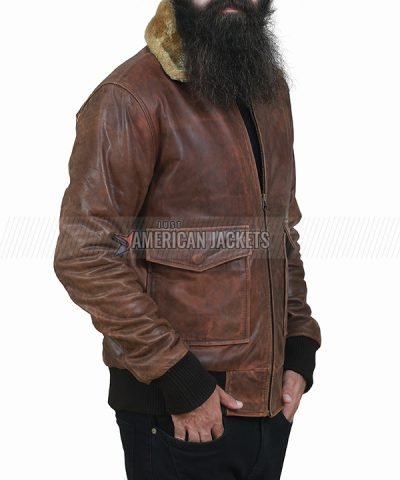 Far Cry 5 Brown Shearling Bomber Leather Jacket