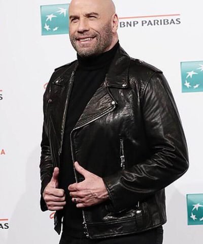 John Travolta Black Leather Jacket