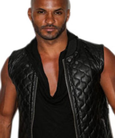 Actor Ricky Whittle Quilted Leather Vest