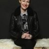 Kelly Macdonald Puzzle Black Leather Jacket