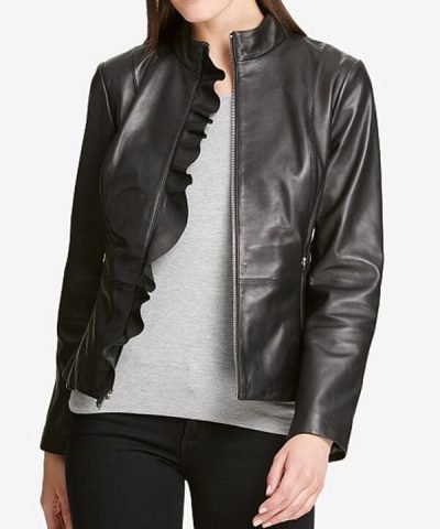 Women Classic Ruffle Black Jacket