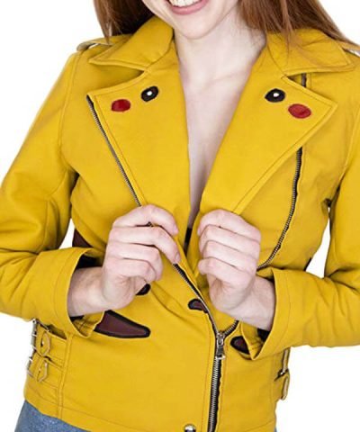 Pikachu Yellow Leather Jacket