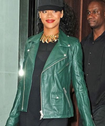 Rihanna Green Brando Biker Jacket