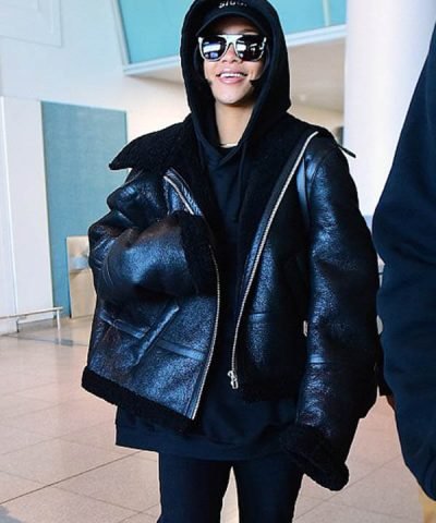 Rihanna Oversized Shearling Jacket