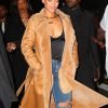 Rihanna Suede Leather Brown Coat