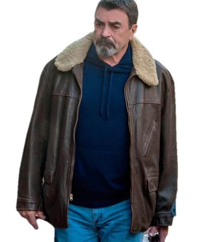 Jesse Stone Fur Collar Leather Jacket