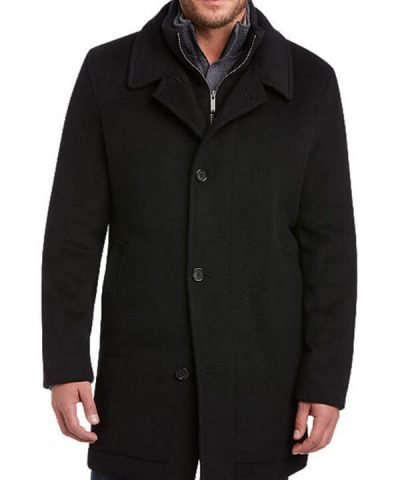 Men Navy Classic Fit Car Coat