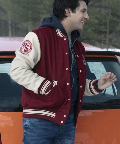 Javi Locke and Key Red and White Bomber Jacket