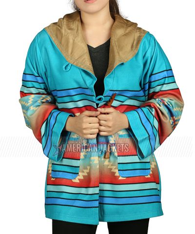 Yellowstone Season 03 Beth Dutton Blue Hooded Coat