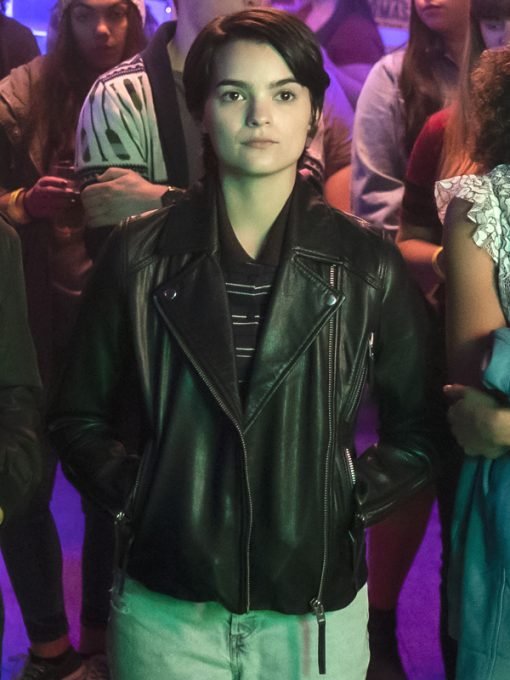 Brianna Hildebrand Trinkets Black Leather Jacket