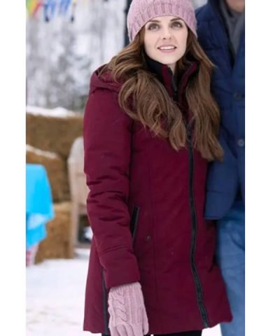 Winter Love Story Jen Lilley Maroon Coat