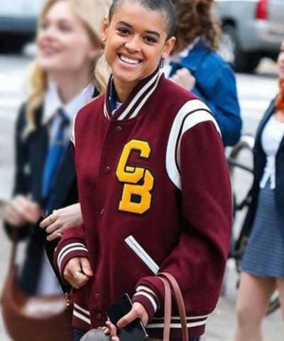 Gossip Girl Jordan Alexander Maroon Varsity Jacket