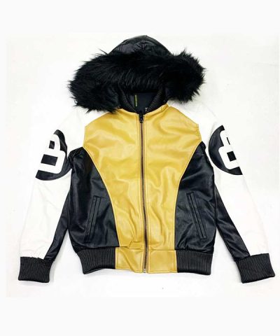 8 Ball Shearling Hooded Bomber Jacket