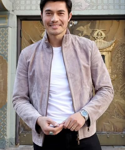 Henry Golding Snake Eyes Premiere Event Pink Leather Jacket