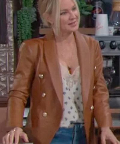 Sharon Newman The Young and the Restles Sharon Case Brown Leather Blazer