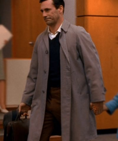 Don Draper Mad Me Jon Hamm Grey Trench Coat