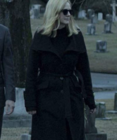 Wendy Byrde Ozark Laura Linney Black Coton Trench Coat