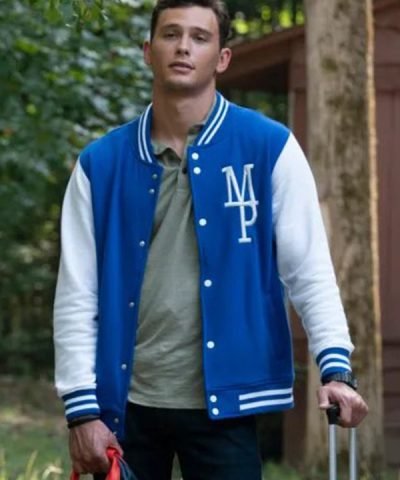 Cooper Koch They/Them Blue and White Varsity Jacket