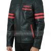 Mens Cafe Racer Quilted Black Leather Jacket