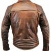 Men Biker Cafe Racer Distressed Brown Leather Jacket