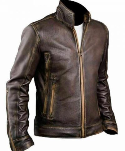 Stylish Cafe Racer Distressed Brown Men’s Leather Jacket