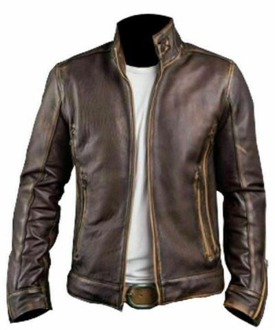 Stylish Cafe Racer Distressed Brown Men’s Leather Jacket