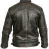 Mens Biker Casual Vintage Leather Black Jacket