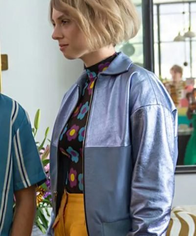 Do Revenge 2022 Maya Hawke Blue Bomber Jacket