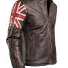 Men’s Cafe Racer Style Brown Leather Jacket