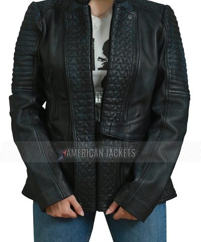 Womens Classic Black Quilted Real Leather Jacket