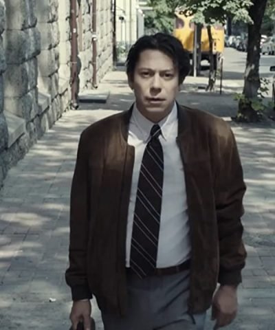 TV Series The Bureau Mathieu Amalric Brown Bomber Leather Jacket