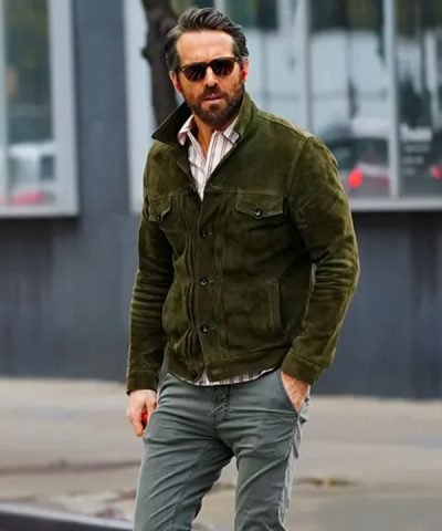 TV Series Welcome to Wrexham Ryan Reynolds Green Suede Leather Jacket