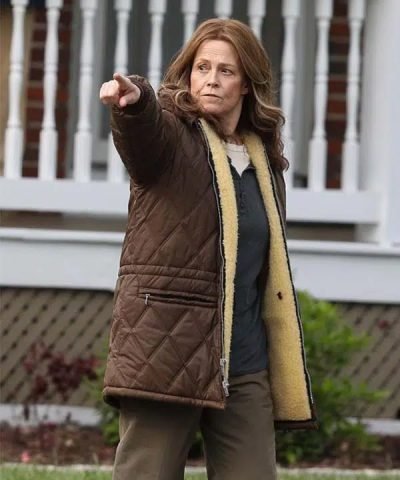 Call Jane 2022 Sigourney Weaver Brown Quilted Jacket