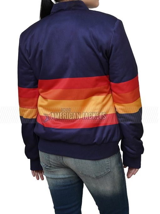 Kate Upton Multi Stripe Astros Blue Jacket