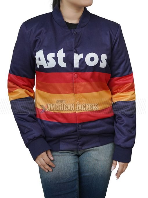 Kate Upton Multi Stripe Astros Blue Jacket