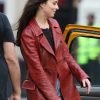 Madame Web Dakota Johnson Maroon Leather Jacket