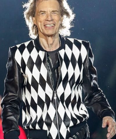 Mick Jagger Rolling Stones Star Black and White Bomber Jacket